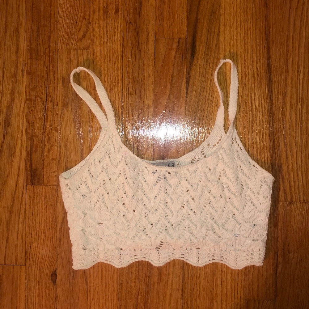Asos white knit tank crop top crochet